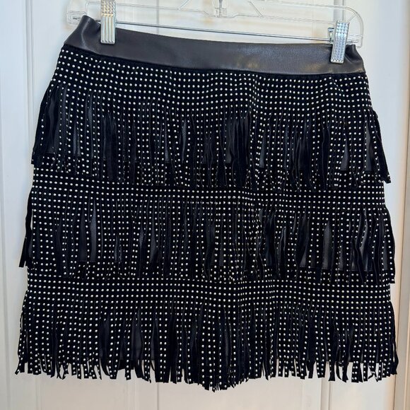 Sincerly Jules Dresses & Skirts - Sincerely Jules Studded Fringe Mini Skirt Black NWT Size Medium